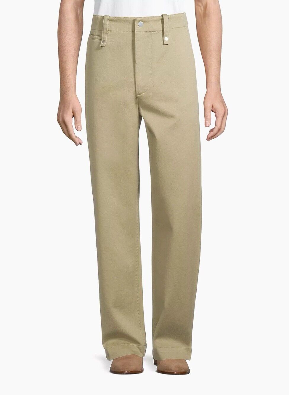 NWT Burberry Men Size XL Wide Leg Khaki Cotton Straight Chino Pants $1,050
